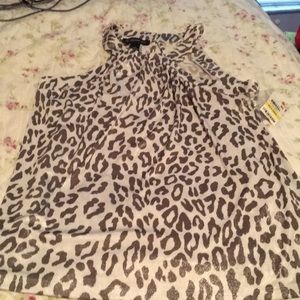 NWT INC leopard print sleeveless top size PM